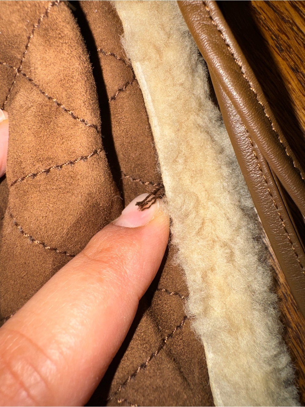 New Saint Laurent Le Pochon Genuine Shearling Trim Shoulder Bag - Picture 6 of 9